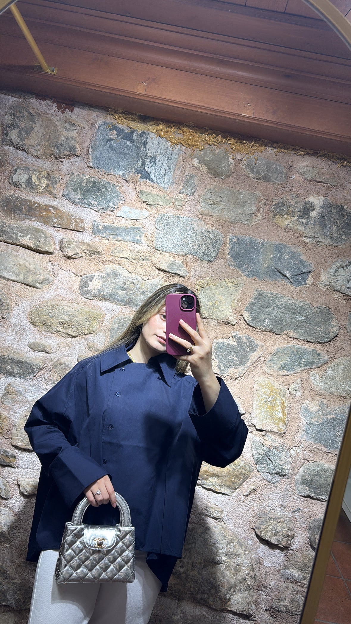 Lacivert Düğmeli Gömlek