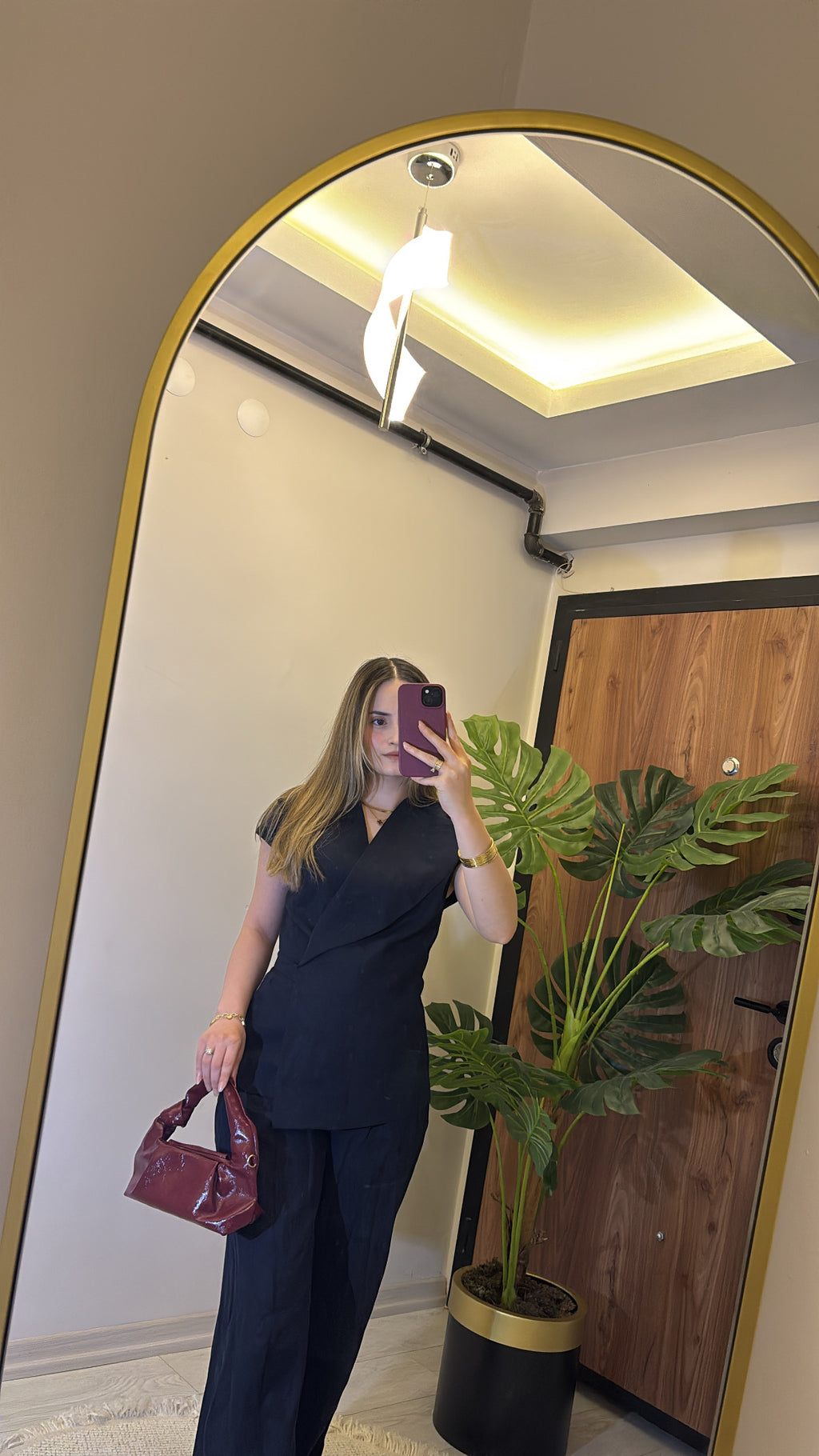 Kruvaze Kesim Kolsuz Ceket ve Pantolon Takım