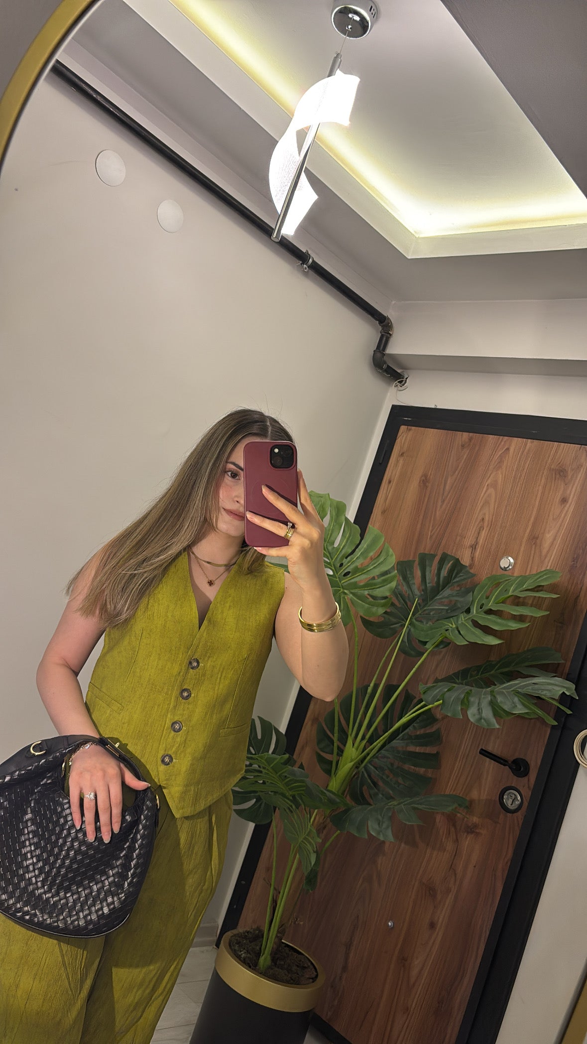 Fıstık Yeşili Düğmeli Yelek ve Pantolon Takım